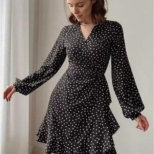 THE LACE BRAND Black Polka Dot Dress